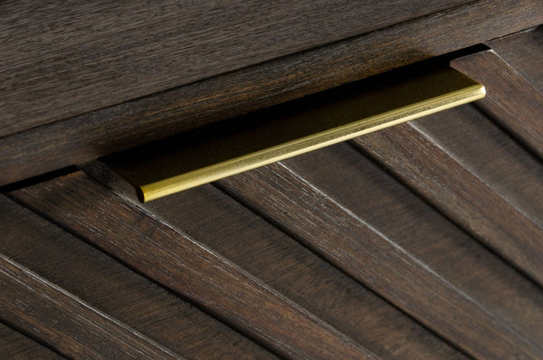 VIG Furniture Daisy Dark Acacia Mid-Century Chest With Carved Chevron Drawers, Brass Handles & Five Spacious Storage VGWDKYOTO-CHEST