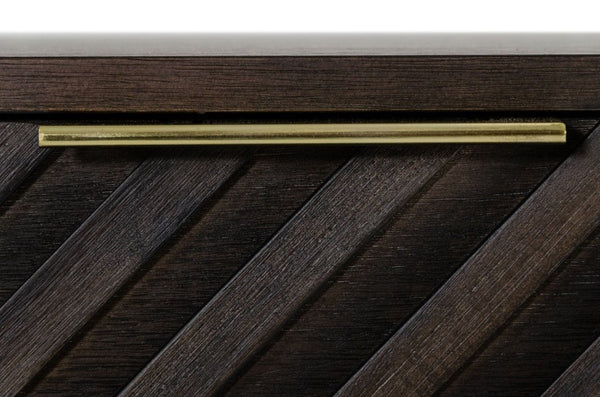 VIG Furniture Daisy Dark Acacia Mid-Century Dresser With Chevron Carved Fronts, Brass Hardware & 6 Smooth Drawers VGWDKYOTO-DRS