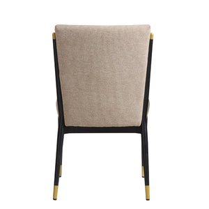 English Elm Armless Dining Chairs Iron Frame Wood Grain Finish Ergonomic Cushioned Seat Set of 2 Black+Brown N771P345829H
