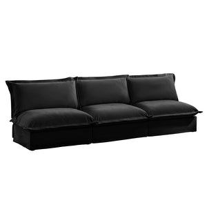 English Elm Modern Chenille Modular Sofa Deep Seat High Back Armless Sectional for Living Room Black W3041S00118