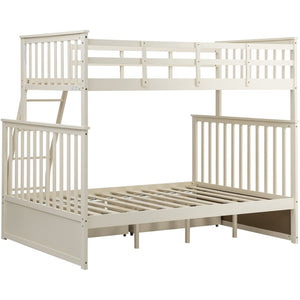 English Elm Twin Over Full Bunk Bed With Storage Drawers – Stylish Cream Wooden Design, Safety Features Included K495S00002-GIGA