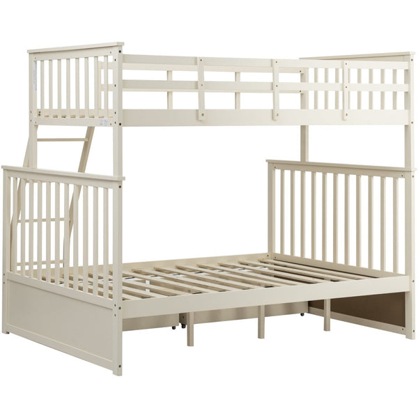 English Elm Twin Over Full Bunk Bed With Storage Drawers – Stylish Cream Wooden Design, Safety Features Included K495S00002-GIGA