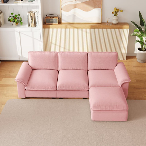English Elm Cloud Sectional Sofa with Movable Chaise Soft Chenille Upholstery for Modern Living Rooms Pink W1359S00063