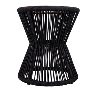 English Elm Scott Living Nara Outdoor Acacia Wood Side Tables with Woven Rope Iron Frame Set Black,Teak N770PS2354692B