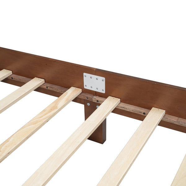 English Elm Queen Arched Rattan Headboard Platform Bed Matte Pine Frame No Box Spring Needed Walnut N733P180013D