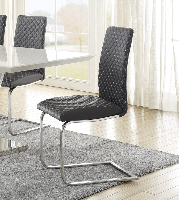 English Elm Sleek Gray Faux Leather Side Chairs Set of 2 with Diamond Stitching & Chrome Base, Modern Dining Comfort B011P220983