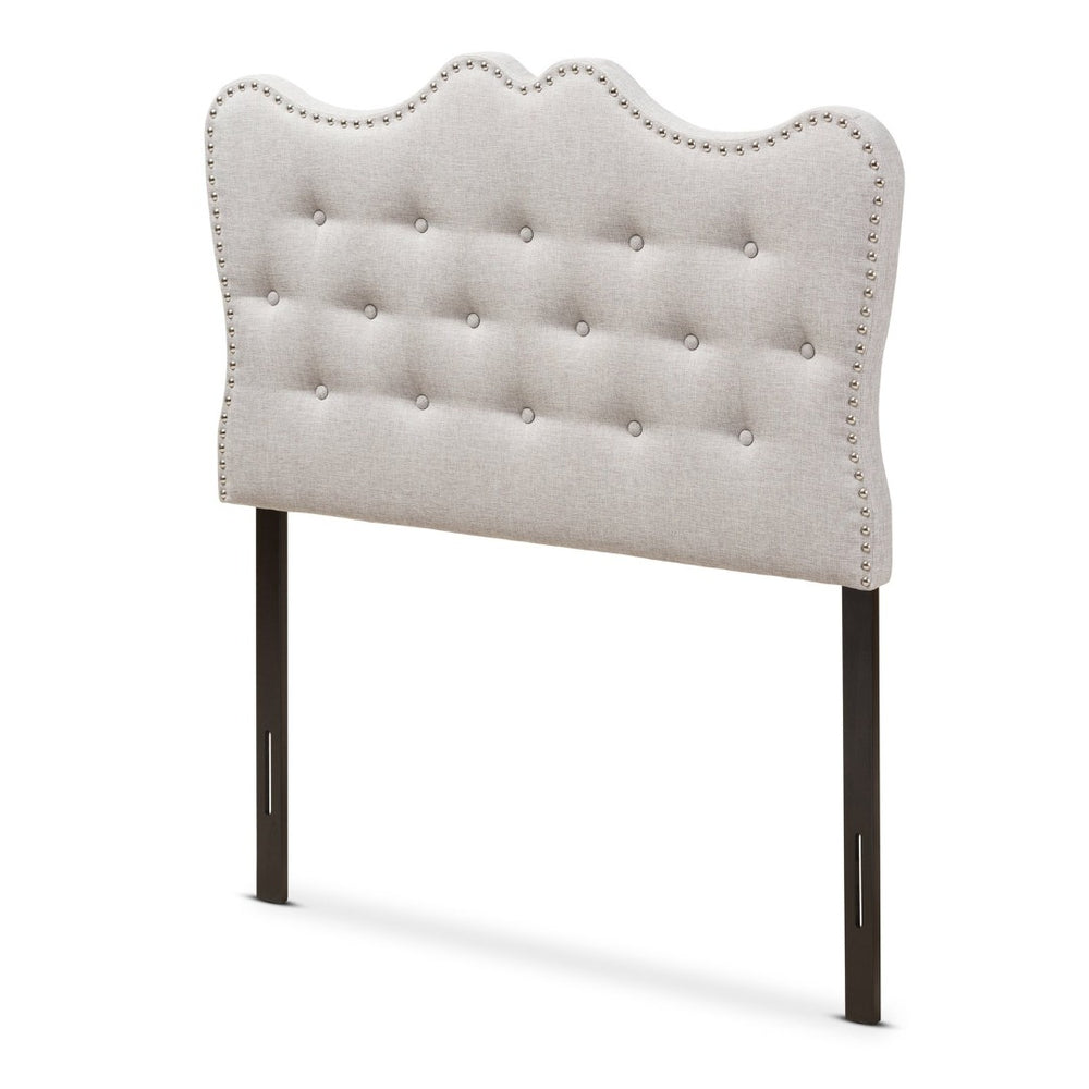 Baxton Studio Baxton Studio Emma Twin Size Headboard - Modern Greyish Beige Upholstered Design with Nailhead Trim BBT6694-Greyish Beige-Twin HB-H1217-14