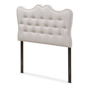 Baxton Studio Baxton Studio Emma Twin Size Headboard - Modern Greyish Beige Upholstered Design with Nailhead Trim BBT6694-Greyish Beige-Twin HB-H1217-14