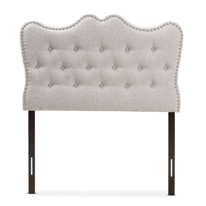 Baxton Studio Baxton Studio Emma Twin Size Headboard - Modern Greyish Beige Upholstered Design with Nailhead Trim BBT6694-Greyish Beige-Twin HB-H1217-14