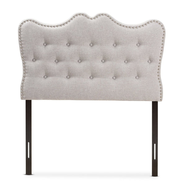 Baxton Studio Baxton Studio Emma Twin Size Headboard - Modern Greyish Beige Upholstered Design with Nailhead Trim BBT6694-Greyish Beige-Twin HB-H1217-14