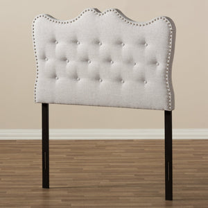 Baxton Studio Baxton Studio Emma Twin Size Headboard - Modern Greyish Beige Upholstered Design with Nailhead Trim BBT6694-Greyish Beige-Twin HB-H1217-14