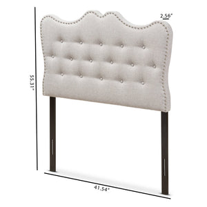 Baxton Studio Baxton Studio Emma Twin Size Headboard - Modern Greyish Beige Upholstered Design with Nailhead Trim BBT6694-Greyish Beige-Twin HB-H1217-14