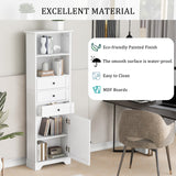 English Elm White Tall Storage Cabinet With 3 Drawers and Adjustable Shelves For Bathroom, Study, Office and Interior, Mdf Board With Painted Finish (Old Sku:Wf298151Aak)