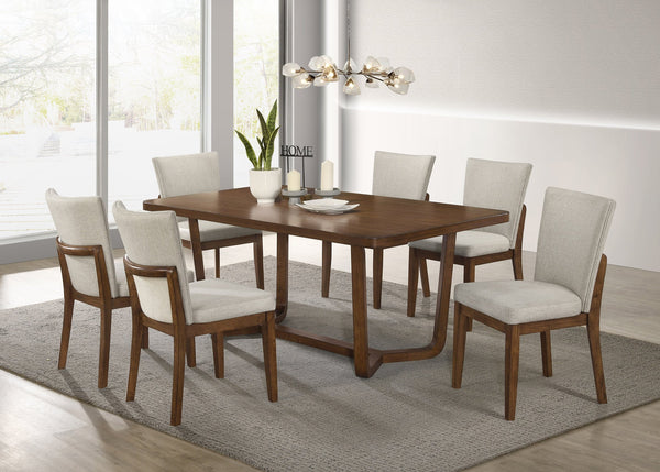 English Elm Mid-century sculptural dining table with warm wood finish, 71" x 39" sturdy design for modern spaces Brown 42.52 L x 74.17 W x 4.53 H B011P373216