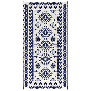 English Elm Outsunny Reversible Polypropylene Outdoor Rug Waterproof Patio Camping Mat with Carry Bag Blue W2225P485546