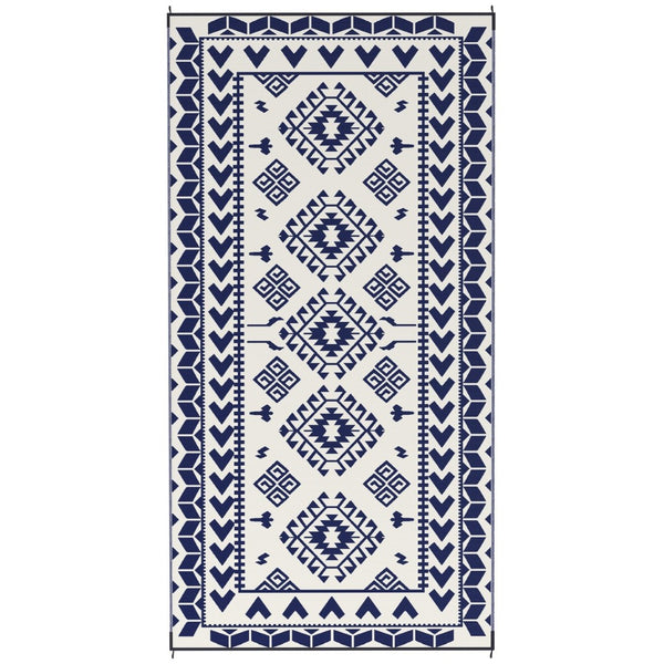 English Elm Outsunny Reversible Polypropylene Outdoor Rug Waterproof Patio Camping Mat with Carry Bag Blue W2225P485546