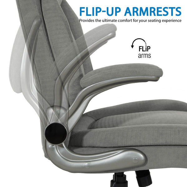 OSP Home Furnishings Big and Tall Ergonomic Office Chair with Lumbar Support and Padded Flip-up Arms EXH14517BT-2