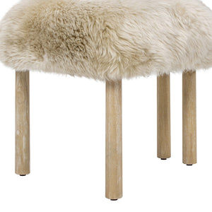 English Elm Jennifer Taylor Home - Arden Sheepskin Dining Chair 19.5" Natural Blonde Fur, Handcrafted Wood, Insulating Comfort B2719P321039
