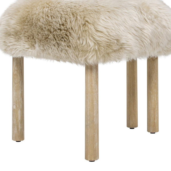 English Elm Jennifer Taylor Home - Arden Sheepskin Dining Chair 19.5" Natural Blonde Fur, Handcrafted Wood, Insulating Comfort B2719P321039