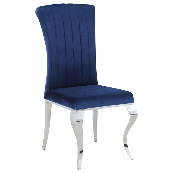 English Elm Shambrook Ink Blue Upholstered Side Chairs Set of 4 — Tufted Curved Back, Plush Padding, Sleek Legs B062S00802