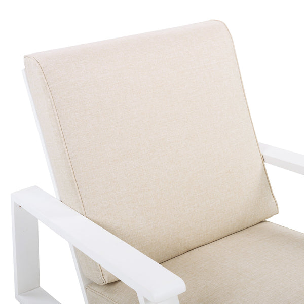 English Elm Christopher Knight Home® - Patio Lounge Chair: Weather-Resistant Beige Cushion & Durable White Acacia Wood For Ultimate Comfort N779P291591W