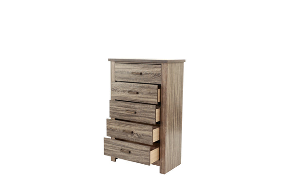 English Elm Natural Retro-Modern Wooden Dresser with Tapered Legs, Weathered Grey-Brown Finish & Black Grooves Natural 35 L x 20 W x 55 H B011P193967