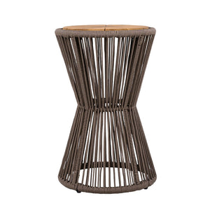 English Elm Scott Living Nara Outdoor Acacia Wood Side Tables with Woven Rope Iron Frame Set Dark Grey,Teak N770PS2354692D