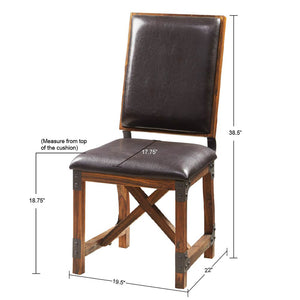 JLA Home INK+IVY - Dining Lancaster INK+IVY Faux Leather Chair in Chocolate Brown with Padded Back, Solid Wood Legs, Industrial Style FPF20-0377