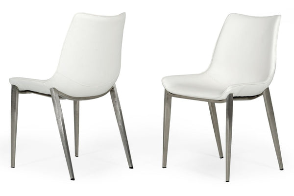 VIG Furniture Frasier Sculpted Eco-Leather Side Seat With Polished Stainless Legs, Modern Comfort & Durable Finish White Dining Chair VGHR3505-WHT