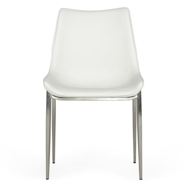 VIG Furniture Frasier Sculpted Eco-Leather Side Seat With Polished Stainless Legs, Modern Comfort & Durable Finish White Dining Chair VGHR3505-WHT
