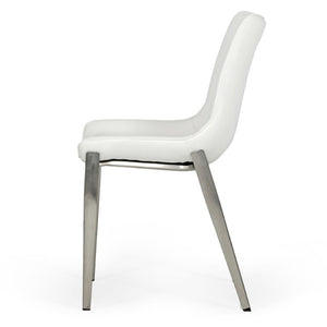 VIG Furniture Frasier Sculpted Eco-Leather Side Seat With Polished Stainless Legs, Modern Comfort & Durable Finish White Dining Chair VGHR3505-WHT