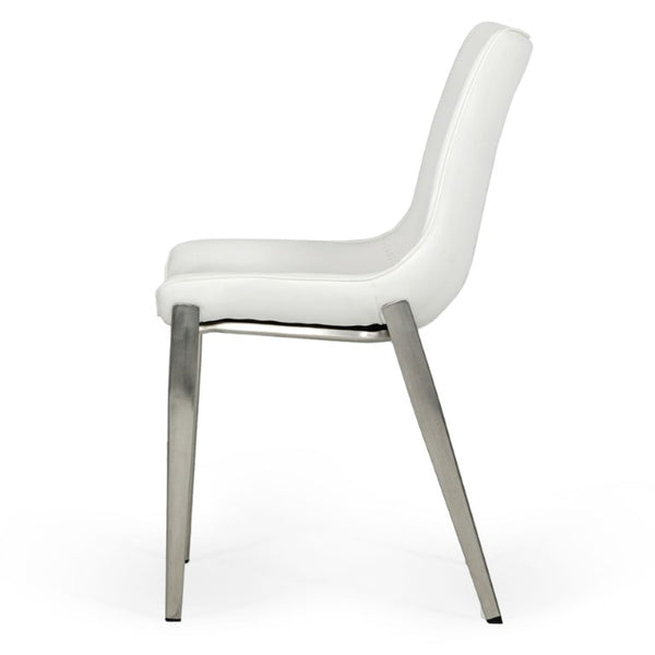 VIG Furniture Frasier Sculpted Eco-Leather Side Seat With Polished Stainless Legs, Modern Comfort & Durable Finish White Dining Chair VGHR3505-WHT