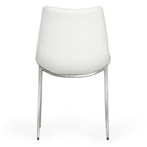 VIG Furniture Frasier Sculpted Eco-Leather Side Seat With Polished Stainless Legs, Modern Comfort & Durable Finish White Dining Chair VGHR3505-WHT
