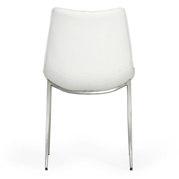 VIG Furniture Frasier Sculpted Eco-Leather Side Seat With Polished Stainless Legs, Modern Comfort & Durable Finish White Dining Chair VGHR3505-WHT