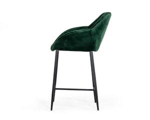 VIG Furniture Katrina Emerald Velvet Bar Stool With Black Metal Frame, Mid-Century Bucket Seat, 340 Lb Capacity VGEUMC-9389CH-BS