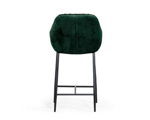 VIG Furniture Katrina Emerald Velvet Bar Stool With Black Metal Frame, Mid-Century Bucket Seat, 340 Lb Capacity VGEUMC-9389CH-BS