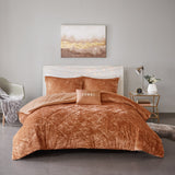 Intelligent Design Felicia Glam/Luxury Velvet Comforter Set with Throw Pillow ID10-2408 Rust