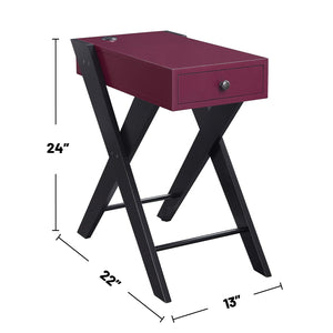 English Elm Accent table with USB power dock, wood top and X-frame legs, pullout drawer for tidy storage and display pieces Black+Burgundy B016P311140