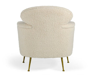 VIG Furniture Altura Faux Fur Lounge Chair — Plush Barrel-Back, Anti-Microbial White Upholstery, Gold Legs, 30"X32" VGODDY-9176-LC