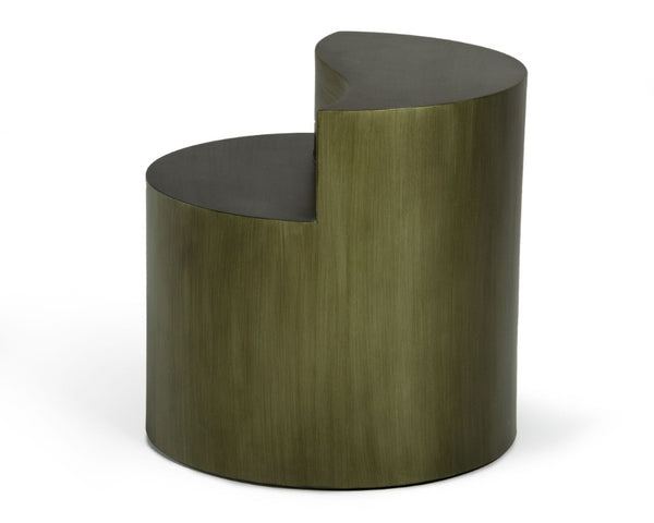 VIG Furniture Avocet- Tiered Round Grey-Brass End Table, Industrial Iron Frame, Compact 22" Accent Table, Assembled VGODLZ-240E-ET