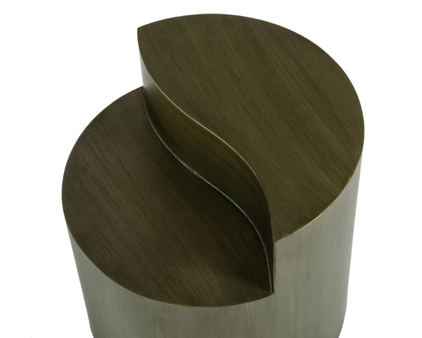 VIG Furniture Avocet- Tiered Round Grey-Brass End Table, Industrial Iron Frame, Compact 22" Accent Table, Assembled VGODLZ-240E-ET