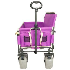 English Elm 3-in-1 Folding Wagon with Convertible Bench Seat Steel Frame 500lb All Terrain Purple W2932P390468