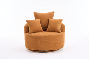 English Elm 360° Swivel Accent Barrel Chair with 3 Removable Pillows, High-Resilience Foam, Ergonomic Curved Back, Orange - Durable Stylish Seat W2231P261424