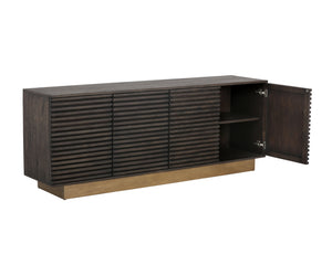 Sunpan Paris Sideboard - Elegant Antique Brass Base, Distressed Finish & Ample Storage for Dining Spaces