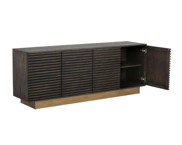 Sunpan Paris Sideboard - Elegant Antique Brass Base, Distressed Finish & Ample Storage for Dining Spaces