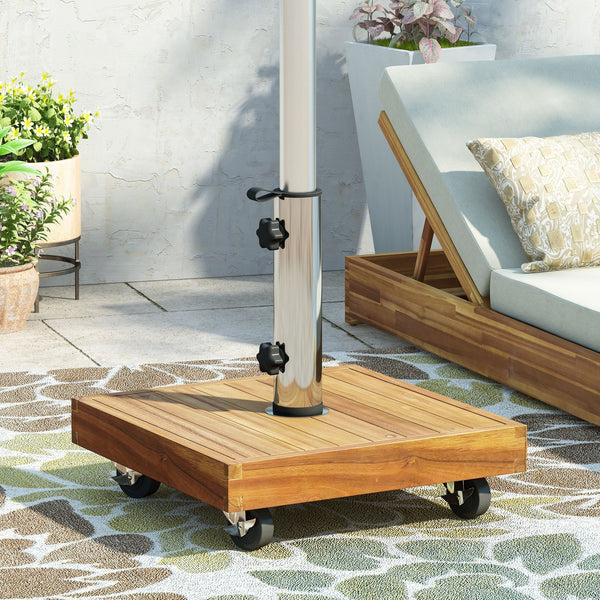English Elm Christopher Knight Home® - RALPH Teak Square Umbrella Base – 40 lb Concrete & Acacia Wood, Stainless Tube, Fits 1.57–1.77" Poles 71822.00