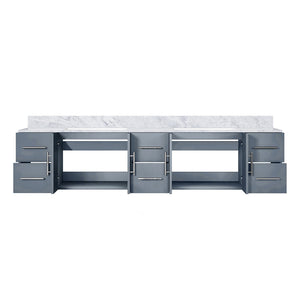 English Elm Dark Grey Double Bath Vanity 84" W X 22" D With Elegant Carrara Marble Top & Ample Storage Solutions B2731P258540