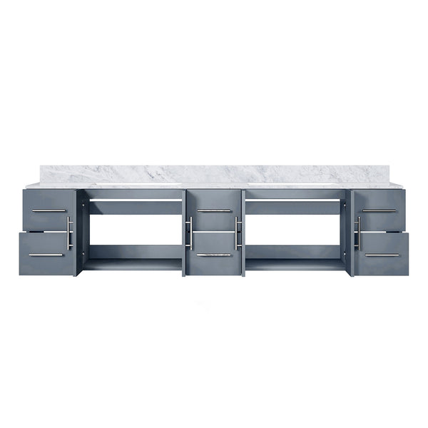 English Elm Dark Grey Double Bath Vanity 84" W X 22" D With Elegant Carrara Marble Top & Ample Storage Solutions B2731P258540
