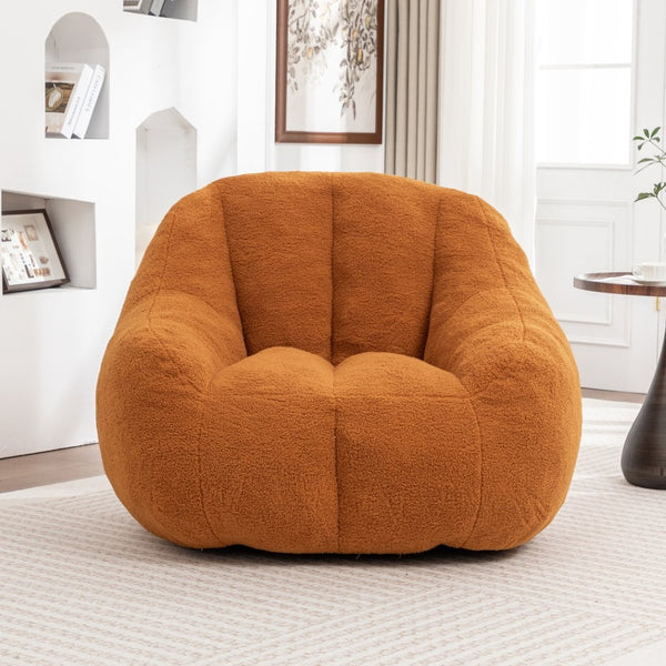 English Elm Bean Bag Chair Oversized Faux Fur Memory Foam Lounge Seat for Dorm or Living Room Yellow W2200P302136