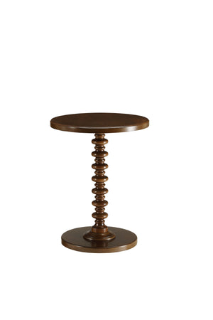English Elm Acton Transitional Walnut Finish Accent Table with Turned Pedestal Base, Round Top, 40lb Capacity B2726P281459